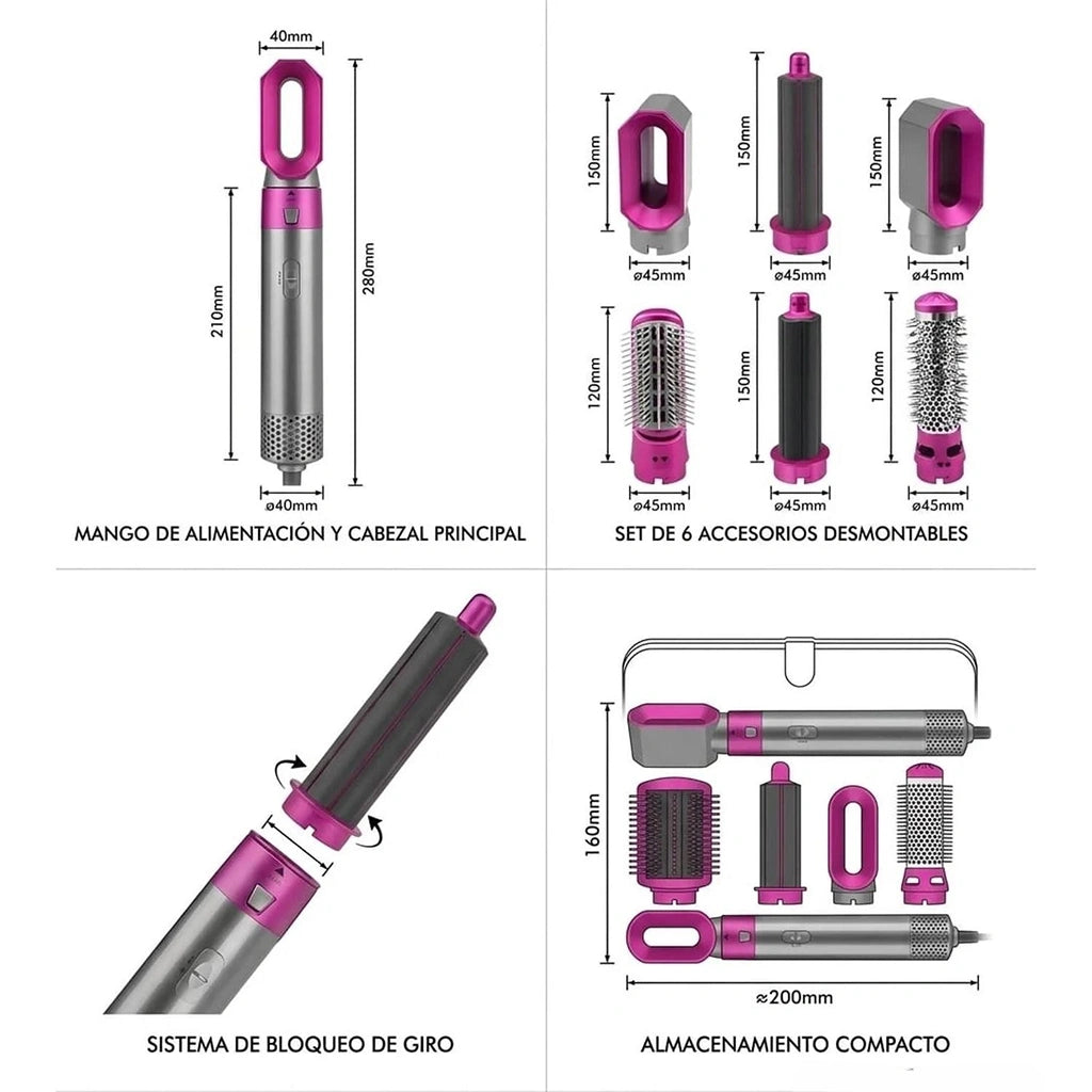 Cepillo Multiuso Rizador Secador 5 En 1