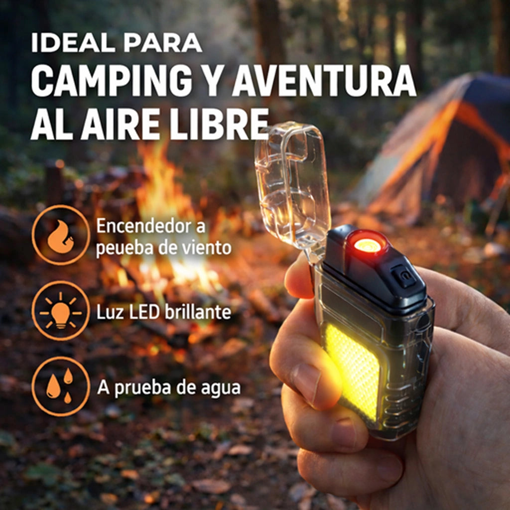 Encendedor Eléctrico USB Recargable con Linterna LED