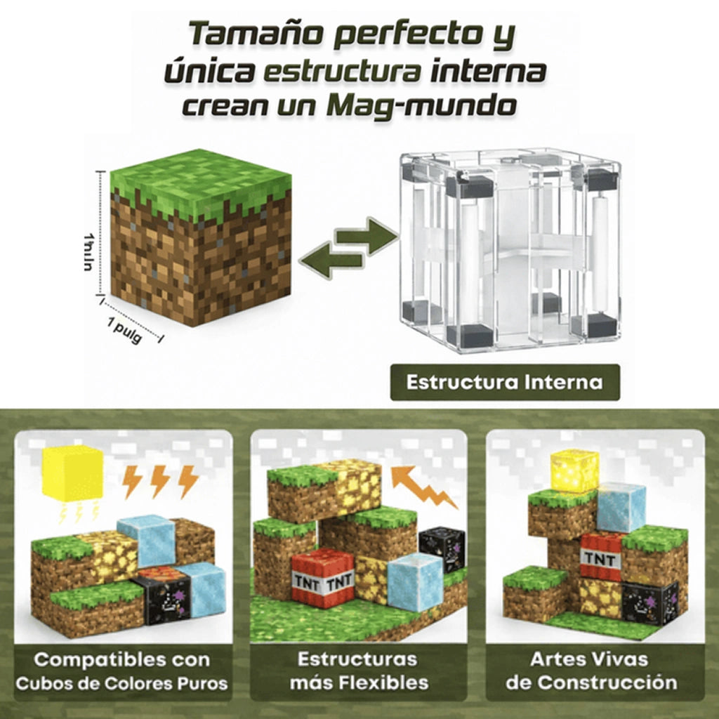 Bloques magnéticos de construcción tipo Minecraft
