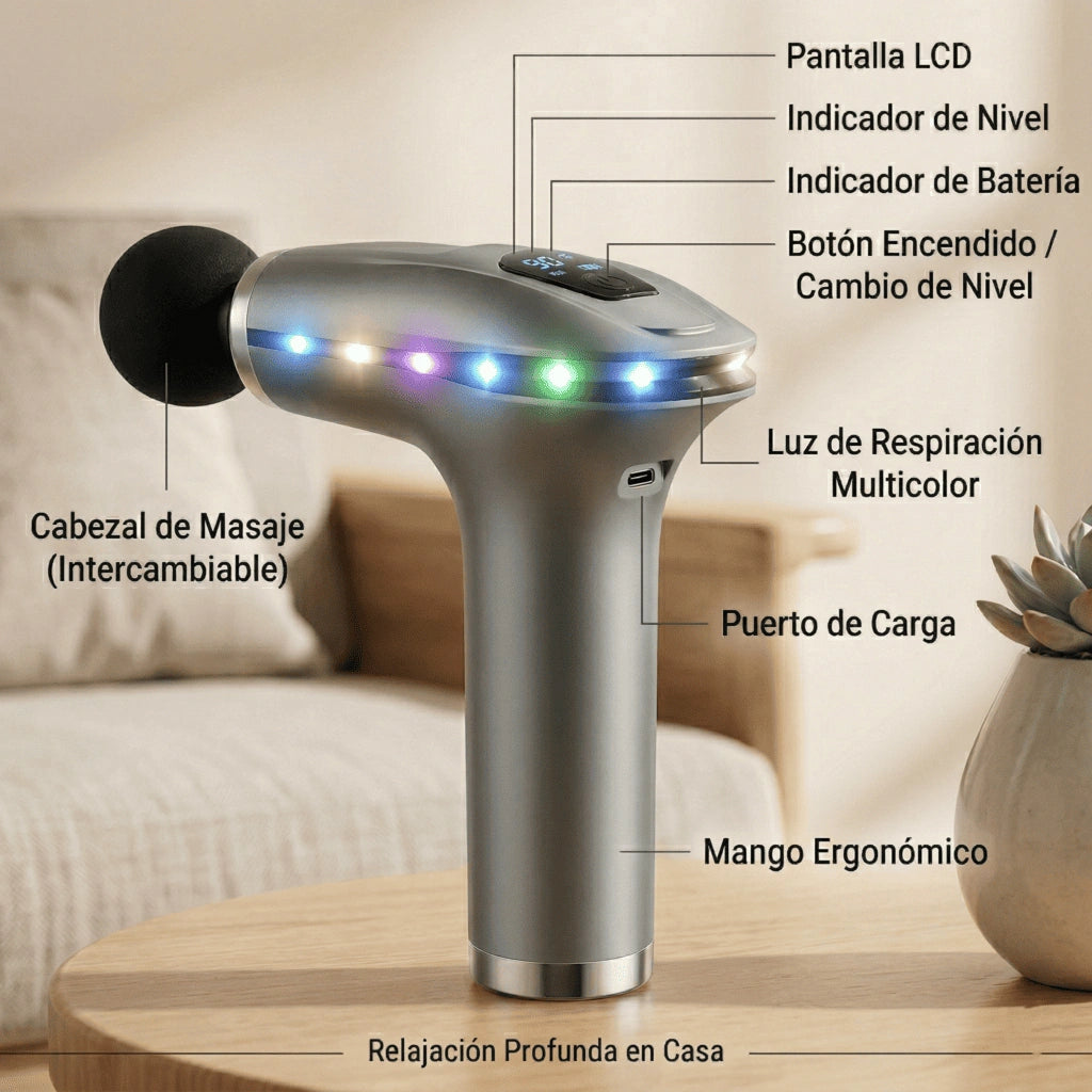 Pistola de Masaje Muscular Portátil Recargable