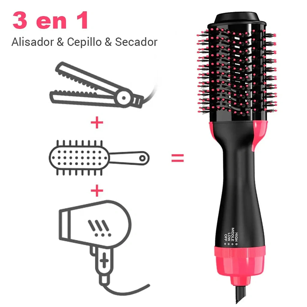 Cepillo Secador 3 en 1 Rizador Plancha de Cabello